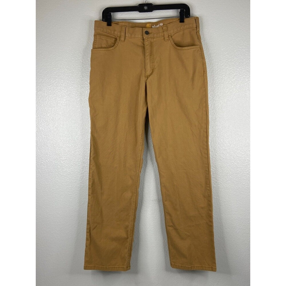 Carhartt Men 34/32 Beige Canvas Pants Casual Work Wear